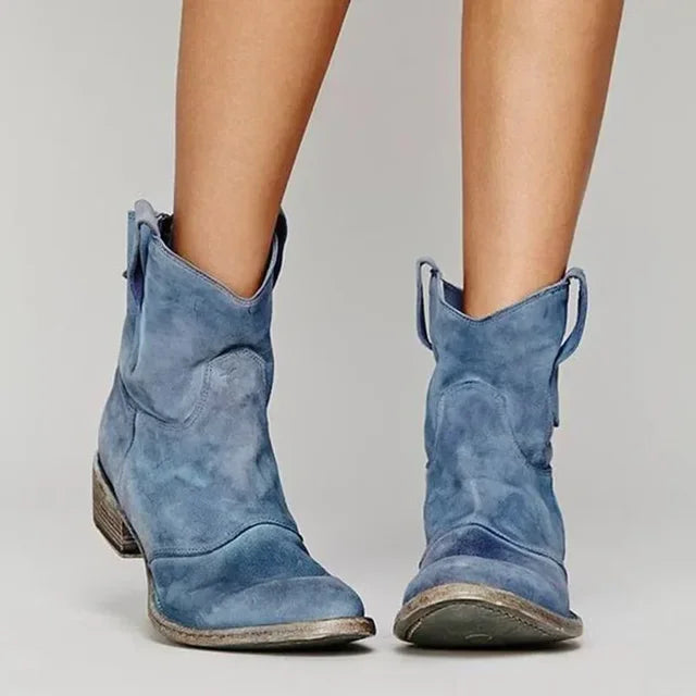 Dames enkellaarsjes in westernstijl met klassieke afwerking