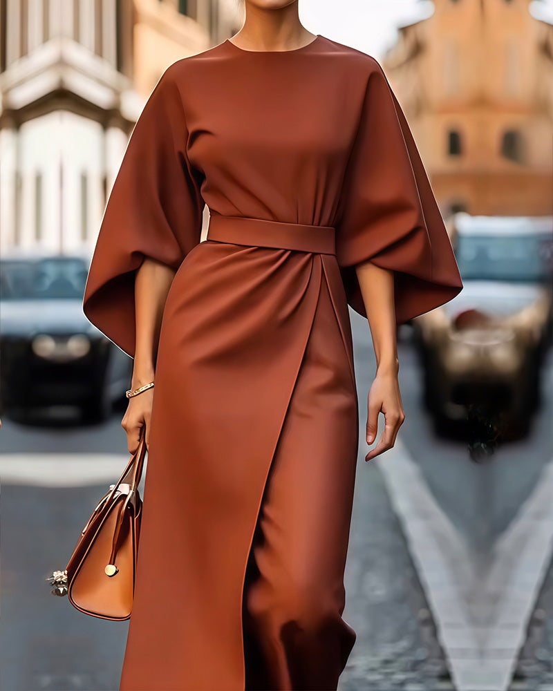 Dames jurk met puffmouwen en elegante pasvorm – perfect voor speciale gelegenheden